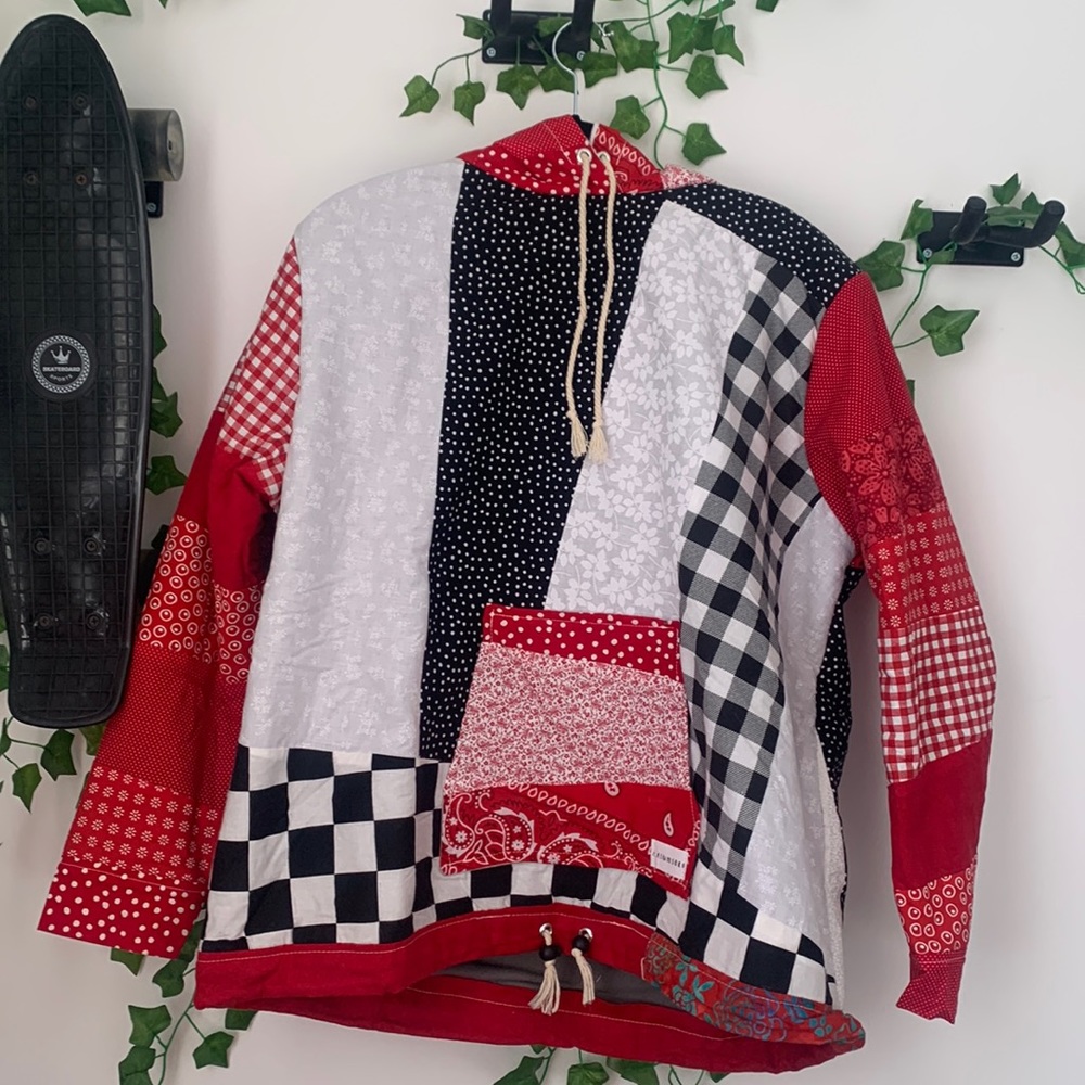 ASUNSOLO RED PATCHWORK HOODIE